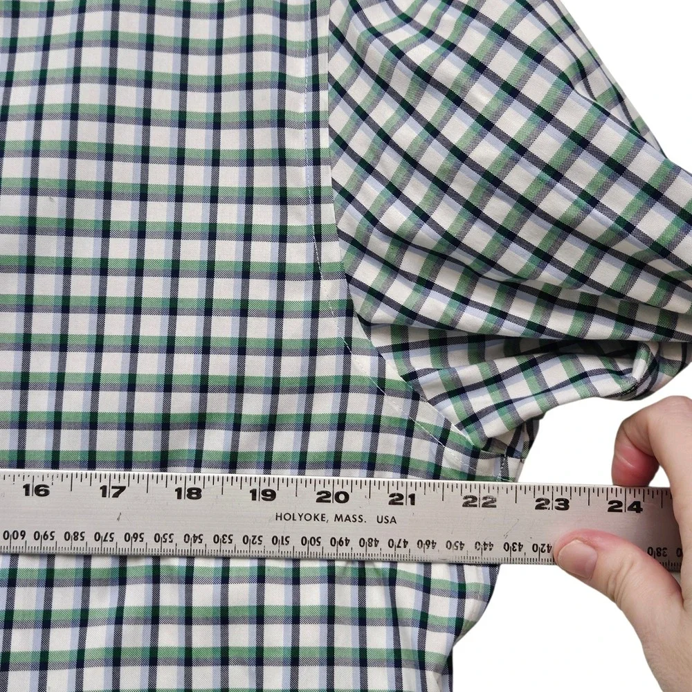 Banana Republic Button Down Shirt Mens‎ Large Green Gingham Tailored Slim Fit